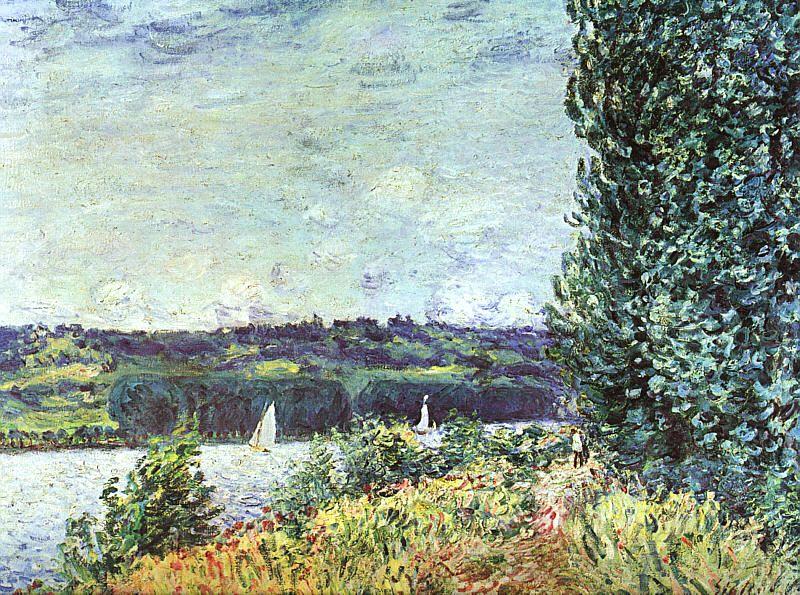 Alfred Sisley The Banks of the Seine : Wind Blowing china oil painting image